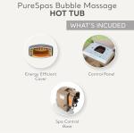 INTEX 28425EH PureSpa Bubble Massage Spa Set Outdoor Inflatable Portable Hot Tub, Includes Energy Efficient Spa Cover, Saltwater System Ready, 4 Person, 77in x 28in