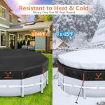 14Ft Round Pool Cover [2025 Upgraded Super Windproof] -Winter Pool Covers for Above Ground Framed Pools(Not for Steel Wall Pool), 500D One-Piece Tear Resistant Pool Cover with Quick Tightening Ratchet