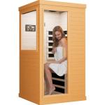 OUTEXER Far Infrared Sauna Home Sauna Spa Room Canadian Hemlock Wood 1200W Indoor Saunas Low EMF 110V with 7 Color Light and Tempered Glass Door, Room: 35.2 * 27.6 * 61.6Inch