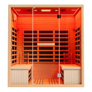 Albott Infrared Sauna 4 Person, Infrared Saunas for Home, Low EMF 2145W/110V/20A Hemlock Wood Dry Sauna with Tourmaline Foot Warmer, 7-Color Light Therapy & Ambient Light Strips, 63.2"x47.2"x75.2"