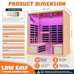 Albott Infrared Sauna 4 Person, Infrared Saunas for Home, Low EMF 2145W/110V/20A Hemlock Wood Dry Sauna with Tourmaline Foot Warmer, 7-Color Light Therapy & Ambient Light Strips, 63.2"x47.2"x75.2"