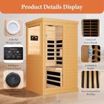 OUTEXER Far Infrared Sauna Home Sauna Spa Room Canadian Hemlock Wood 1200W Indoor Saunas Low EMF 110V with 7 Color Light and Tempered Glass Door, Room: 35.2 * 27.6 * 61.6Inch