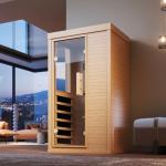 SunSwell Wood Infrared Sauna, 1 Person Traditional Red Light Sauna, Canadian Hemlock Indoor Dry Sauna Spa Room for Low EMF with Bluetooth Speakers and Control Panel, 32.67"x 27.55"x 59.44"