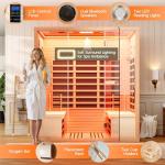 Albott Infrared Sauna 4 Person, Infrared Saunas for Home, Low EMF 2145W/110V/20A Hemlock Wood Dry Sauna with Tourmaline Foot Warmer, 7-Color Light Therapy & Ambient Light Strips, 63.2"x47.2"x75.2"
