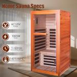 InfraHHZQ Single Person Far Infrared Sauna – 1065W 110V Indoor Wooden Dry Sauna with Red Light Therapy & Bluetooth Speaker – 31.5 x 31.5 x 63 inches Easy Assemble