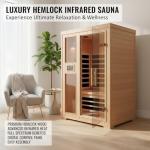 Pre-Sale 2-Person Infrared Sauna, Indoor Home Sauna Room Hemlock Wood Sauna Low EMF Far Infrared Heating with Tempered Glass Door Bluetooth Speakers (Pre-Sale Card)