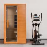 Real Relax Infrared Home Sauna Room 1 Person, Compact Hemlock Wooden 950W Low EMF 6 Heating Plates FAR Infrared Indoor Sauna for Home