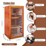 InfraHHZQ Single Person Far Infrared Sauna – 1065W 110V Indoor Wooden Dry Sauna with Red Light Therapy & Bluetooth Speaker – 31.5 x 31.5 x 63 inches Easy Assemble