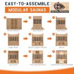 Albott Infrared Sauna 4 Person, Infrared Saunas for Home, Low EMF 2145W/110V/20A Hemlock Wood Dry Sauna with Tourmaline Foot Warmer, 7-Color Light Therapy & Ambient Light Strips, 63.2"x47.2"x75.2"