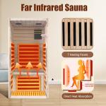 InfraHHZQ Single Person Far Infrared Sauna – 1065W 110V Indoor Wooden Dry Sauna with Red Light Therapy & Bluetooth Speaker – 31.5 x 31.5 x 63 inches Easy Assemble