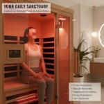 Pre-Sale 2-Person Infrared Sauna, Indoor Home Sauna Room Hemlock Wood Sauna Low EMF Far Infrared Heating with Tempered Glass Door Bluetooth Speakers (Pre-Sale Card)
