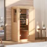 SunSwell Wood Infrared Sauna, 1 Person Traditional Red Light Sauna, Canadian Hemlock Indoor Dry Sauna Spa Room for Low EMF with Bluetooth Speakers and Control Panel, 32.67"x 27.55"x 59.44"