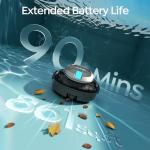 [2026 New] TALOSBO S2 Robotic Pool Cleaner – Dual-Layer Filtration, 90-Min Runtime, Powerful Cordless Pool Vacuum for Above-Ground & Flat Pools, Efficient Debris Removal & Auto-Parking Design