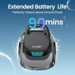 AIPER Scuba SE Cordless Robotic Pool Cleaner with 90-Min Runtime, Smart Self-Parking, Lightweight, Pool Vacuum for Above-Ground Flat Pool up to 860 Sq.ft