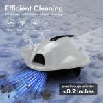 PoolMr Cordless Robotic Pool Cleaner - Above Ground Pool Vacuum - 40W Strong Suction, Dual Cleaning System, Barrier Crossing, 120-Min Runtime Up to 1614 Sq for Above Ground Pools, Grayish White