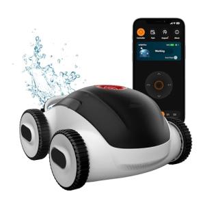 (2025 Upgrade)Higgsinno Cordless Robotic Pool Cleaner, Automatic Pool Robot Vacuum with App, Lasts up to 240 Mins, Ultra-fine Dual Filter Ideal for Above/In-Ground Pool up to 1,076 Sq.ft, ezSpirit 01