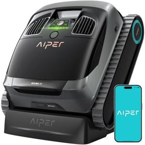 (2026 Upgrade) AIPER Scuba X1 Cordless Robotic Pool Cleaner with Micromesh Ultra-Fine Filter, Include Wireless Charging Dock, Cross Pattern Smart Navigation, Horizontal Waterline Scrubbing