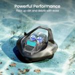 AIPER Cordless Robotic Pool Vacuum, Self-Parking Technology, Portable, Ideal for Above-Ground Flat Pool up to 40 Feet, Grey