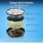 Pooloob PF1 Cordless Pool Vacuum Cleaner Robot: 150 Min Runtime, Triple Layer Filtration, Floor Only Cleaning for Above/In Ground Pools up to 1345 Sq.Ft, Includes Floating Buoy with 8Ft Tether