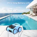 (2025 Upgrade) Pool Vacuum Cordless Robotic Pool Cleaner, 4-in-1 Floor/Wall/Waterline Cleaning/Smart Navigation, 180 Mins Runtime Pool Vacuum for Inground Pools Up to 2100 Sq.ft