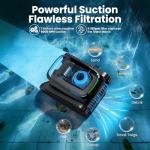 BOTLUXE Robotic Pool Vacuum PC10, Cordless Pool Cleaner Robot for Inground & Above Ground Pools, Smart Navigation, 5000GPH Suction Power for Cleaning Floor, Wall & Waterline, Self-Parking, Black