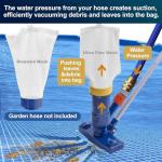 POOLAZA Manual Pool Vacuum for Above Ground Pool Upgrade with Fine Mesh Bag& 56" Pole, Handheld Pool Vacuum Jet Underwater Cleaner, Spa Pool Vacuum Cleaner Attach to Garden Hose
