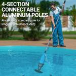 Pool Vacuum for Above Ground Pool, 2026 Upgraded Handheld Pool Vacuums W/4-Section Aluminum Pole & 18 Gal/Min Suction, Cordless Rechargeable Vacuum Cleaner Pool Vacuum for Inground Pools