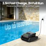 BOTLUXE Robotic Pool Vacuum PC10, Cordless Pool Cleaner Robot for Inground & Above Ground Pools, Smart Navigation, 5000GPH Suction Power for Cleaning Floor, Wall & Waterline, Self-Parking, Black