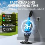 Pool Vacuum for Above Ground Pool, 2026 Upgraded Handheld Pool Vacuums W/4-Section Aluminum Pole & 18 Gal/Min Suction, Cordless Rechargeable Vacuum Cleaner Pool Vacuum for Inground Pools