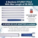 POOLAZA Manual Pool Vacuum for Above Ground Pool Upgrade with Fine Mesh Bag& 56" Pole, Handheld Pool Vacuum Jet Underwater Cleaner, Spa Pool Vacuum Cleaner Attach to Garden Hose