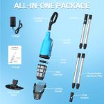 Pool Vacuum for Above Ground Pool, 2026 Upgraded Handheld Pool Vacuums W/4-Section Aluminum Pole & 18 Gal/Min Suction, Cordless Rechargeable Vacuum Cleaner Pool Vacuum for Inground Pools