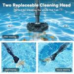 Handheld Spa Hot Tub Vacuum- Cordless Small Above Ground Pool Cleaner with 2 Brush Heads, 90 Mins Running Time, 12 Gallons/Min Powerful Suction, Ideal for Cleaning Debris and Sand Underwater, Black