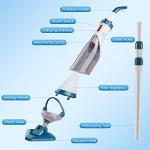Pool Vacuum for Above Ground Pool with a Telescopic Pole, Running time up to 1H, T403 Handheld Rechargeable Pool Cleaner with Powerful Suction up to 18.5 gallons/min, Ideal for Leaves, Debris