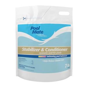 Pool Mate 7-Pounds Premium Pool Stabilizer and Conditioner, Concentrated Cyanuric Acid for Pools, Helps Chlorine Last Longer