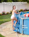 VEVOR Above Ground Pool Ladder, 3-Step Steel A-Frame Swimming Pool Stairs for 36 in High Wall, 300 lbs Capacity Entry/Exit Steps with Secure Non-Slip Sturdy Wide Step, Easy Setup, White & Blue