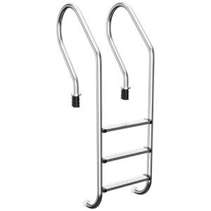 Swimming Pool Ladder, 3-Step Stainless Steel Non-Slip Pedals Pool Stairs for In-Ground Pools, Weight Capacity 330lbs, Easy to Install and Climb for Indoor/Outdoor Pools