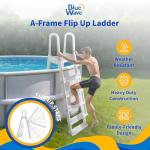 Blue Wave A Frame Flip Up Ladder for 48 to 54-in Deep Above Ground Pools – No Deck Required - Weather-Resistant Resin with Non-Skid Treads & Anti-Entrapment Design - Easy Setup, 225-lb Capacity