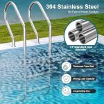 Swimming Pool Ladder, 3-Step Stainless Steel Non-Slip Pedals Pool Stairs for In-Ground Pools, Weight Capacity 330lbs, Easy to Install and Climb for Indoor/Outdoor Pools