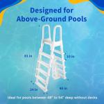 Blue Wave A Frame Flip Up Ladder for 48 to 54-in Deep Above Ground Pools – No Deck Required - Weather-Resistant Resin with Non-Skid Treads & Anti-Entrapment Design - Easy Setup, 225-lb Capacity