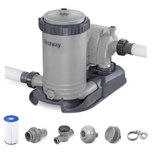 Bestway 2,500 GPH Filter Pump for Above Ground Swimming Pool with Type IV-B Cartridge, Adapter Accessories and Timer