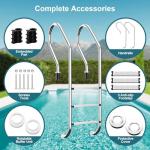 Swimming Pool Ladder, 3-Step Stainless Steel Non-Slip Pedals Pool Stairs for In-Ground Pools, Weight Capacity 330lbs, Easy to Install and Climb for Indoor/Outdoor Pools