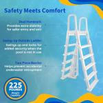 Blue Wave A Frame Flip Up Ladder for 48 to 54-in Deep Above Ground Pools – No Deck Required - Weather-Resistant Resin with Non-Skid Treads & Anti-Entrapment Design - Easy Setup, 225-lb Capacity