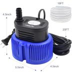 Pool Cover Pump above Ground - Submersible Water Sump Pump Swimming Water Removal Pumps, with Drainage Hose & 25 Feet Extra Long Power Cord, 850 GPH inGround, 3 Adapters