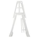 Vinyl Works SLA A-Frame 48 to 56 Inch Adjustable Above Ground Swimming Pool Ladder Entry System with Slide Lock Barrier and Handrails, White