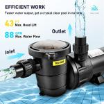 VEVOR Swimming Pool Pump, 1.5 HP 115 V, 1100 W Single Speed Pumps for Above Ground Pool w/Strainer Basket, 5280 GPH Max. Flow, Certification of ETL for Security