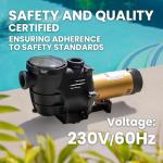 XtremepowerUS 2HP In-Ground Swimming Pool Pump Dual Speed High Flow 2" Inlet 230V High Flo 2-Speed w/ Slip-On Fitting Adapter, 5,820 GPH with Filter Basket