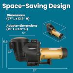 XtremepowerUS 2HP In-Ground Swimming Pool Pump Dual Speed High Flow 2" Inlet 230V High Flo 2-Speed w/ Slip-On Fitting Adapter, 5,820 GPH with Filter Basket