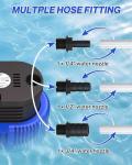 Pool Cover Pump above Ground - Submersible Water Sump Pump Swimming Water Removal Pumps, with Drainage Hose & 25 Feet Extra Long Power Cord, 850 GPH inGround, 3 Adapters