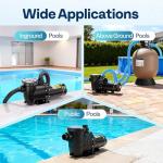 VIVOHOME 2.0HP Pool Pump - 115V/230V Self-Priming Motor - In-Ground/Above Ground - 6800GPH Energy Efficient - 1.5", 2", and 1.25"-1.5" Connectors w/Strainer Basket