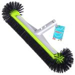 Swimming Pool Brush Head with Round Ends,17.5" Heavy Duty Aluminum Back Head for Cleans Walls, Tiles & Floors, 7 Rows Premium Nylon Bristles with EZ Clips (Green Black)